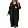 thumbnail image 1 of Wensltd Plus Size Nightgown Set for Women 2 Piece Solid Color Comfortable Long Sleeve Robe Home Clothes, 1 of 5