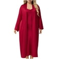 thumbnail image 1 of Wensltd Plus Size Nightgown Set for Women 2 Piece Solid Color Comfortable Long Sleeve Robe Home Clothes, 1 of 6