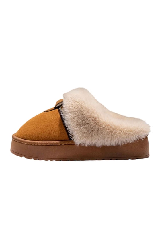 Plush Lined Slippers for Women Non-Slip Sole Embroidery Design Indoor Outdoor Wear Cozy Warm Winter House Slippers