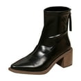 thumbnail image 1 of Wensltd Pointed Toe Boots Women Mid Heel British Style Back Zipper Fashion Office Work Shoes, 1 of 9