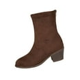 thumbnail image 1 of Wensltd Pointed Toe Suede Boots for Women Brown Low Chunky Heel Daily Fashion Fall Boots Lightweight, 1 of 9