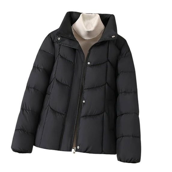 Wensltd Quilted Jackets for Women Basic Zip-Up Comfortable Cotton Padded Jacket Winter Warm Clothes