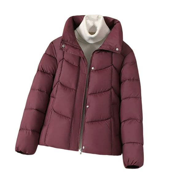 Wensltd Quilted Jackets for Women Basic Zip-Up Comfortable Cotton Padded Jacket Winter Warm Clothes