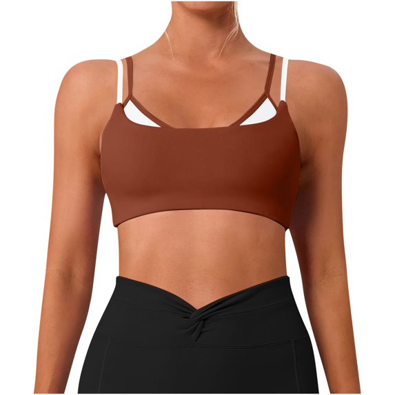 Wensltd Running Fitness Bras for Women Solid Color High Impact Support Bras Seamless Breathable Everyday Wear Black