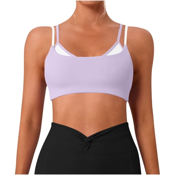 Wensltd Running Fitness Bras for Women Solid Color High Impact Support Bras Seamless Breathable Everyday Wear
