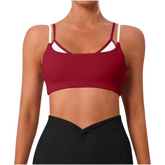 Wensltd Running Fitness Bras for Women Solid Color High Impact Support Bras Seamless Breathable Everyday Wear Black