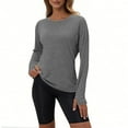 thumbnail image 1 of Wensltd Running Yoga Long Sleeve Shirts for Women Fashion Round Neck Slim Fit Outdoor Sport T Shirt, 1 of 5