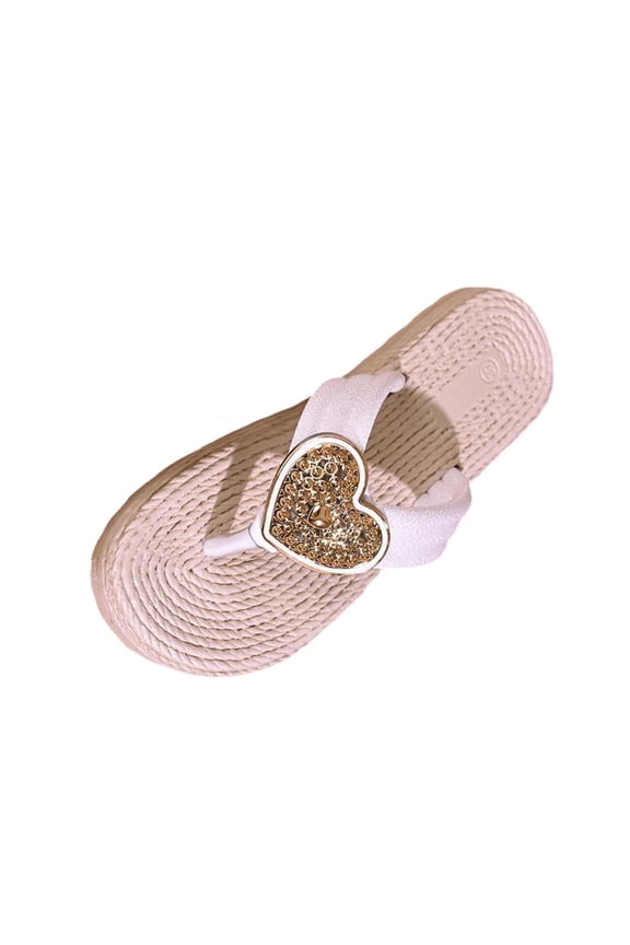 Sandals for Women Wide Width Flip Flops Lightweight All Season for Daily Casual Beach Sandals White