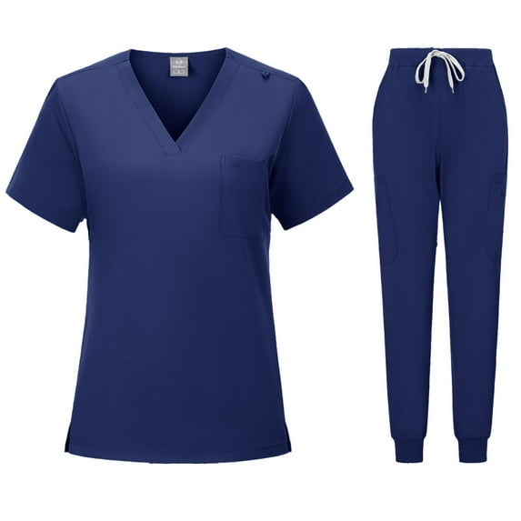 Wensltd Scrubs Set for Women Nurse Uniform Suit V-Neck Top and Yoga Jogger Pants