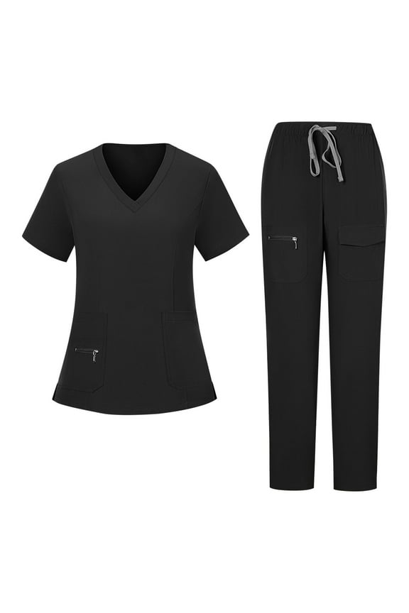 Scrubs Set for Women Nurse Uniform Suit V-Neck Top and Yoga Jogger Pants