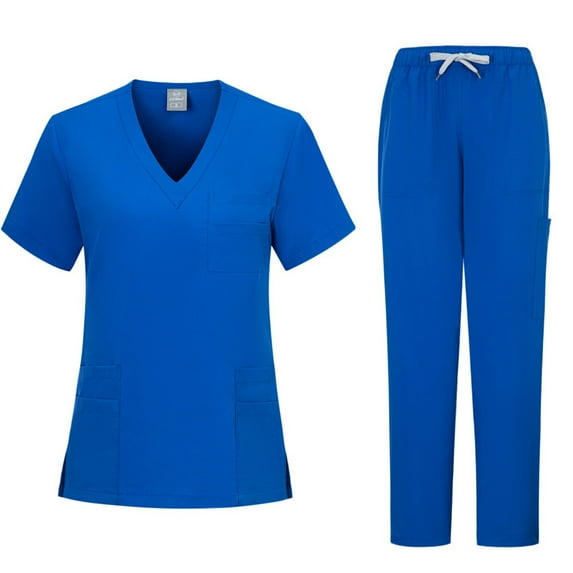 Wensltd Scrubs Set for Women Nurse Uniform Suit V-Neck Top and Yoga Jogger Pants