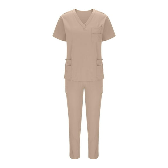 Wensltd Scrubs Set for Women Nurse Uniform Suit V-Neck Top and Yoga Jogger Pants