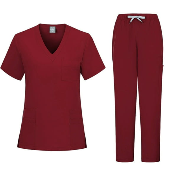 Wensltd Scrubs Set for Women Nurse Uniform Suit V-Neck Top and Yoga Jogger Pants