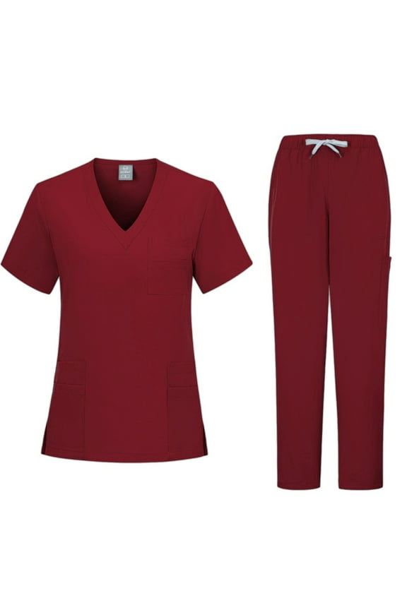 Scrubs Set for Women Nurse Uniform Suit V-Neck Top and Yoga Jogger Pants