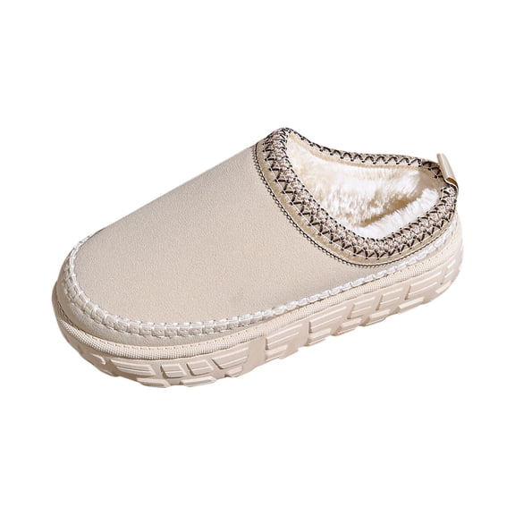 Wensltd Slippers for Women Indoor Outdoor House Shoes with Trim Round Toe Plush Comfortable Winter Slipper
