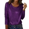 thumbnail image 1 of Wensltd Sparkle Sequin V Neck T Shirt for Women Fashion Casual Pullover Blouse Versatile Spring Outfit, 1 of 8