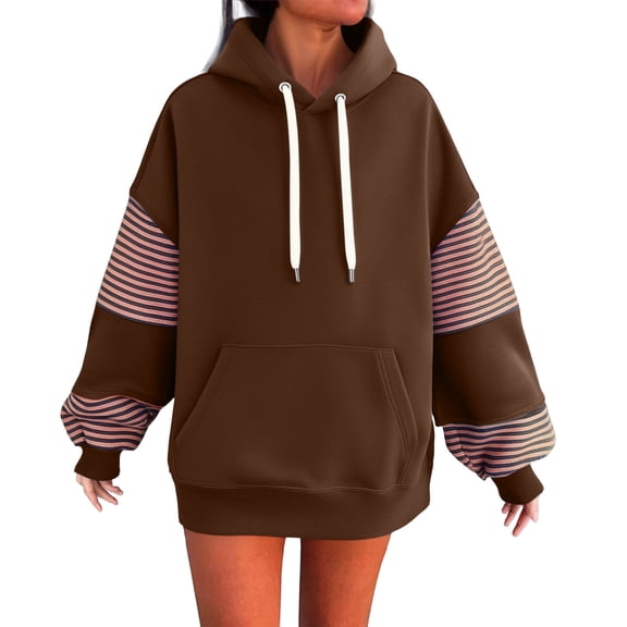 Wensltd Spring Hooded Sweatshirt for Women Casual Solid Color Round Neck Long Sleeve Pullover Blouse