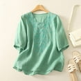 thumbnail image 1 of Wensltd Spring Summer Womens Linen Tops V Neck T Shirts Casual Basic Tees, 1 of 8