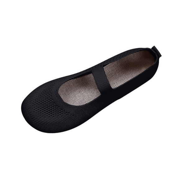 Wensltd Spring and Fall Women Ballet Flats Comfortable Shallow Mouth Knit Casual Work Shoes Black