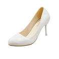 thumbnail image 1 of Wensltd Heels for Women Round Toe Dress Wedding Pumps Shallow Mouth Shoes Party Prom Work Formal Shoes, 1 of 5