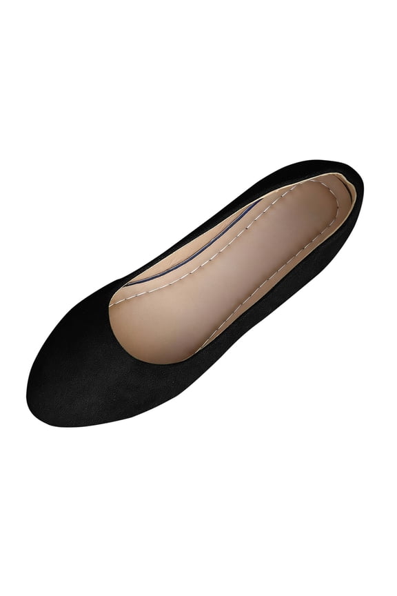 Suede Shoes for Women Black Lightweight Comfort Low Heel Shoes Daily Wear Solid Color