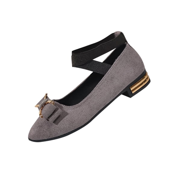 Wensltd Summer Casual Shoes for Women Flat Bow Decor Low Heel Plus Size Outdoor Walking Soft Sole Comfort Shoes Gray