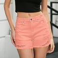 thumbnail image 1 of Wensltd Summer Denim Shorts for Women Mid Waisted Button Zipper Ripped Jean Shorts, 1 of 8