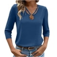 thumbnail image 1 of Wensltd Summer Fashion Tops for Women Solid Color V-neck Pullover Top, 1 of 6