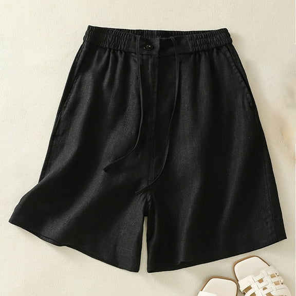 Wensltd Summer Lounge Shorts for Women Fashion Linen Wide Leg Flowy Comfy Pants