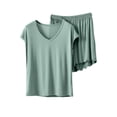 thumbnail image 1 of Wensltd Summer Short Sleeve Pajamas Set Women Lightweight Round Neck Short Sleeve Shirt 2 Piece Comfortable Sleepwear XXL, 1 of 6
