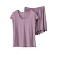 thumbnail image 1 of Wensltd Summer Short Sleeve Pajamas Set Women Lightweight Round Neck Short Sleeve Shirt 2 Piece Comfortable Sleepwear XXL, 1 of 6