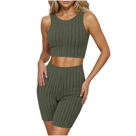 Wensltd Summer Short Sleeve Pajamas Set Women Matching Top and High Waist Shorts Trendy Outfits