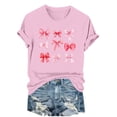 thumbnail image 1 of Wensltd Summer Short Sleeve T Shirts for Women Casual Valentine's Day Bow Print Tops Trendy Soft Graphic Tees Comfortable Blouses, 1 of 6