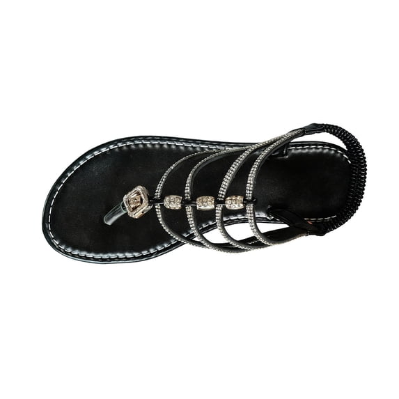 Wensltd Summer Women Open Toe Flat Sandals Beach Bohemian Style Outdoor Round Toe Sandals Wide Width Black