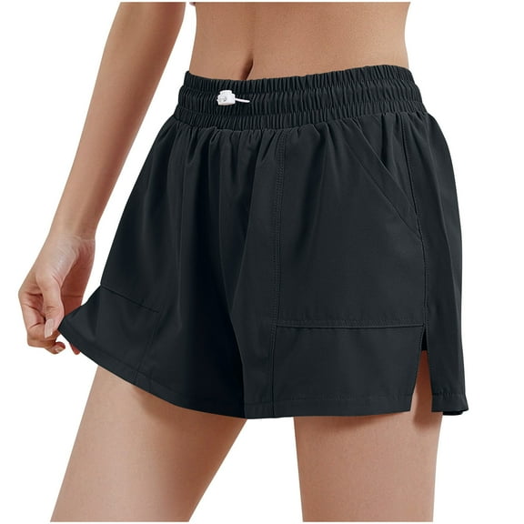 Wensltd Swim Shorts Women with Pockets Solid Color Athletic Gym Workout Shorts