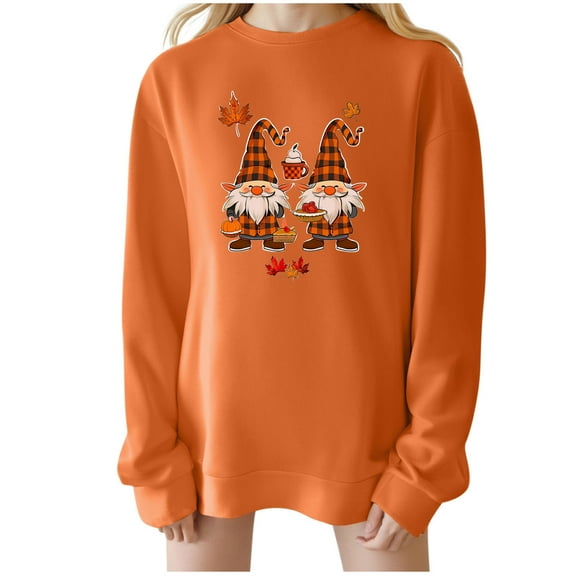 Wensltd Thanksgiving Sweatshirt Women Crew Neck Oversized Fall Graphic Pullover Top