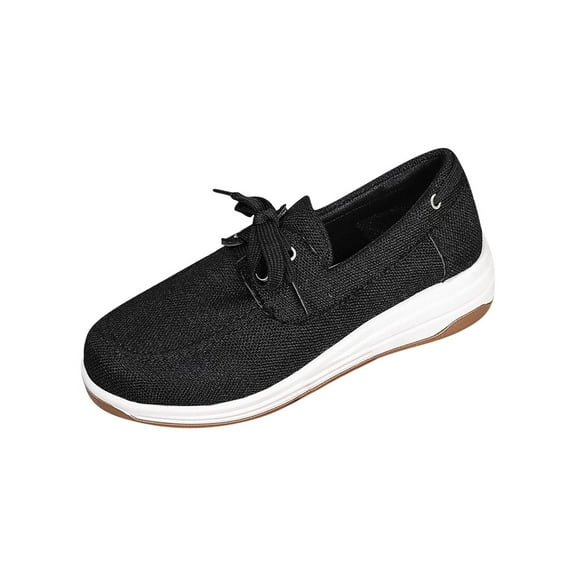 Wensltd Thick Soled Shoes for Women Fashion Round Toe Closed Toe Shallow Mouth Lace-Up Casual Hiking Shoes