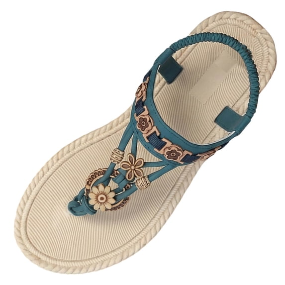 Wensltd Trendy Sandals for Women Casual Outdoor Round Toe Bohemian Style Lightweight Flat Sandals Green