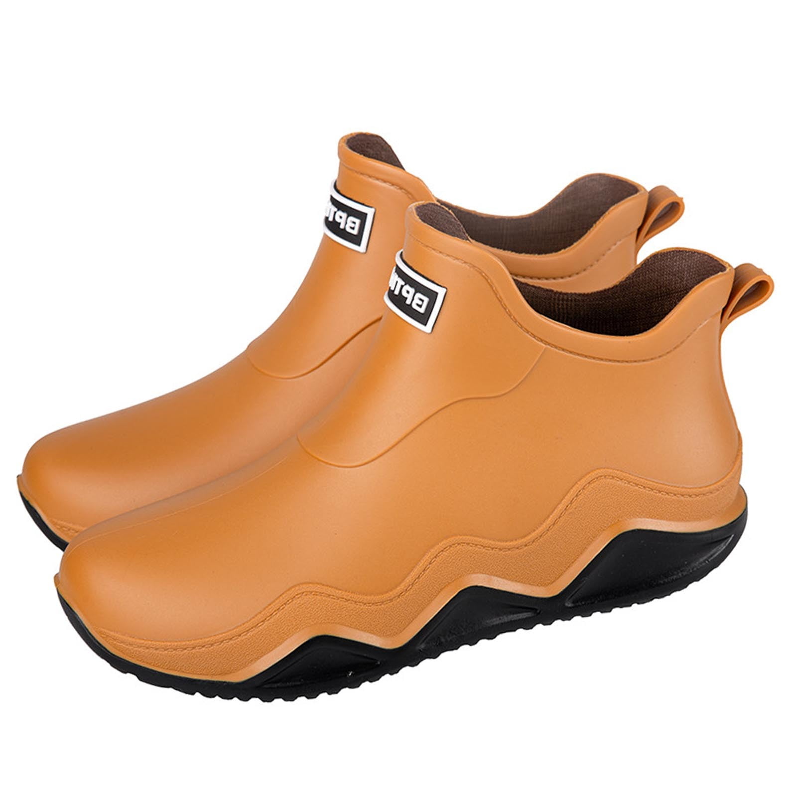 Wensltd Unisex Couple Rain Boots Short Ankle Waterproof Letter Print Women Men Rubber Boots for Outdoor Wear