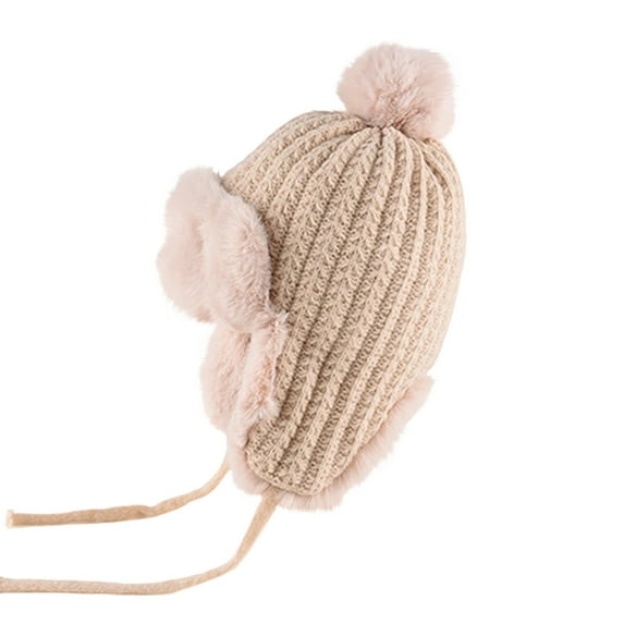 Wensltd Unisex Fall Winter Plush Hat Solid Color Outdoor Cycling Warm Beanie Cap for Men Women Cold Weather