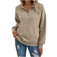 thumbnail image 1 of Wensltd V Neck Long Sleeve Sweatshirt for Women Casual Loose Fit Trendy Pullover Fall Tops for Daily Wear, 1 of 9