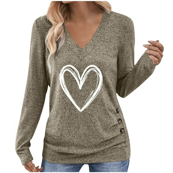 Wensltd V-Neck Pullover Long Sleeve Top for Women Relaxed Fit Daily Wear Comfy Fashion Spring Autumn Basic Blouse Black