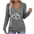 thumbnail image 1 of Wensltd V-Neck Pullover Long Sleeve Top for Women Relaxed Fit Daily Wear Comfy Fashion Spring Autumn Basic Blouse, 1 of 8