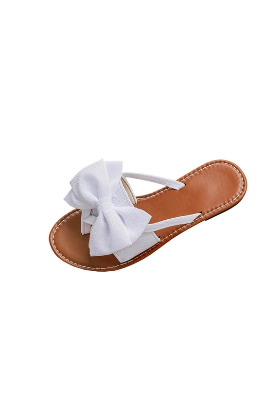 Walking Sandals for Women Wide Width Bowknot Decor Beach Flat Spring Casual Stylish Lightweight Comfortable Fashion Sandals