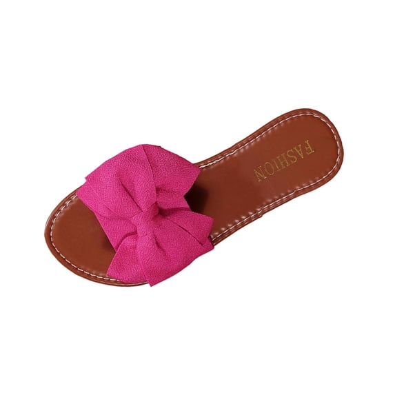 Wensltd Walking Sandals for Women Wide Width Bowknot Decor Beach Spring Casual Lightweight Comfortable Flat Sandals