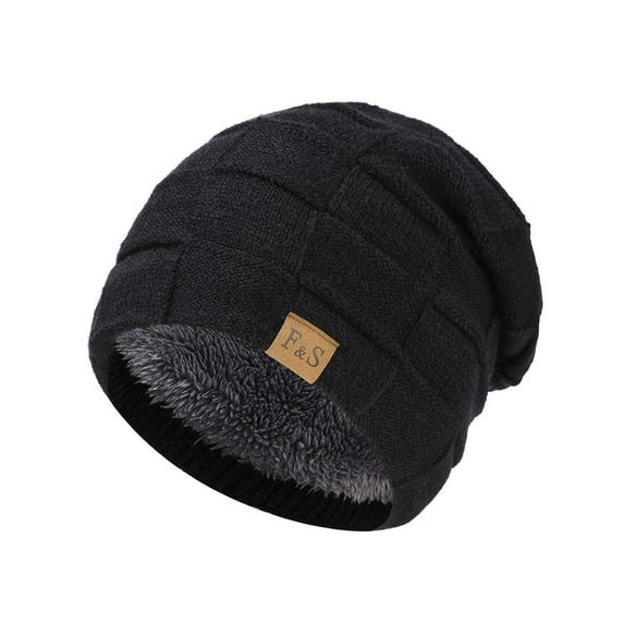 Wensltd Warm Elegant Versatile Style Beanie for Women Fashion Winter Solid Color Fleece Lined Knit Hat