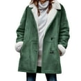 thumbnail image 1 of Wensltd Warm Long Sleeve Jacket for Women Plus Size Fleece Lining Coat Button Winter Outerwear with Pockets, 1 of 5