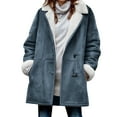 thumbnail image 1 of Wensltd Warm Long Sleeve Jacket for Women Plus Size Fleece Lining Coat Button Winter Outerwear with Pockets, 1 of 5