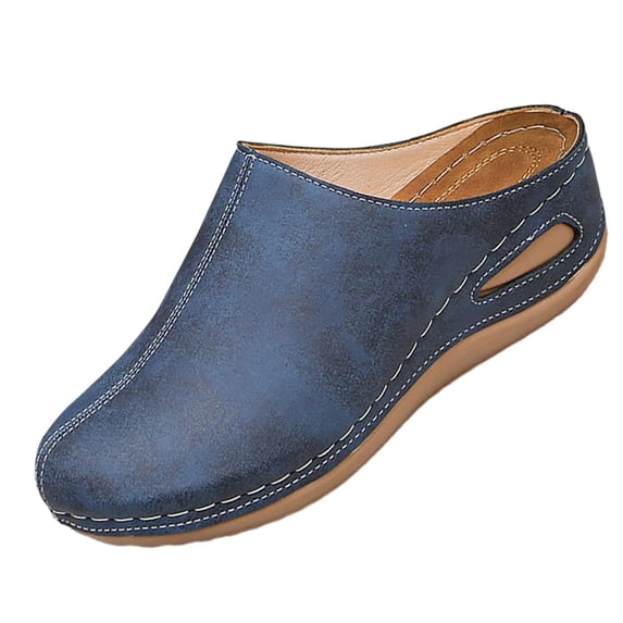 Wensltd Wedge Heel Shoes Women Closed Toe Sandals Trendy Shoes for Summer Beach and Outdoor Wear Solid Color Design Blue