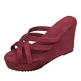 thumbnail image 1 of Wensltd Wedge Sandals Women Summer Peep Toe Casual Roman Style Comfortable Wedge Heel Sandals Soft Sole Outdoor Walking Shoes, 1 of 8